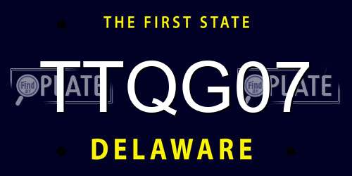 TTQG07 Delaware License Plate