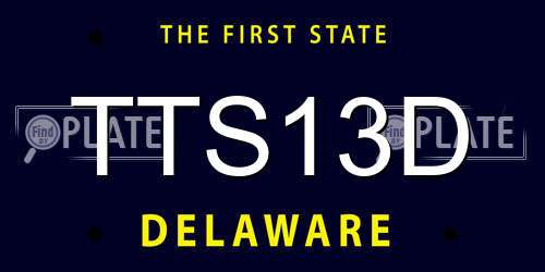 TTS13D Delaware License Plate
