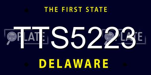 TTS5223 Delaware License Plate