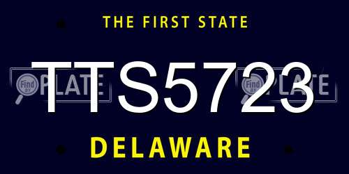TTS5723 Delaware License Plate