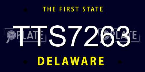 TTS7263 Delaware License Plate
