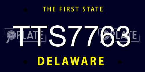 TTS7763 Delaware License Plate