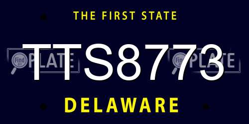 TTS8773 Delaware License Plate