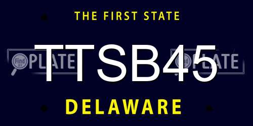 TTSB45 Delaware License Plate