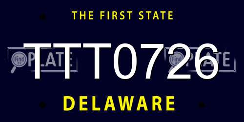 TTT0726 Delaware License Plate
