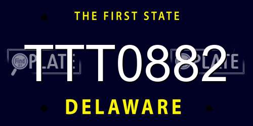 TTT0882 Delaware License Plate