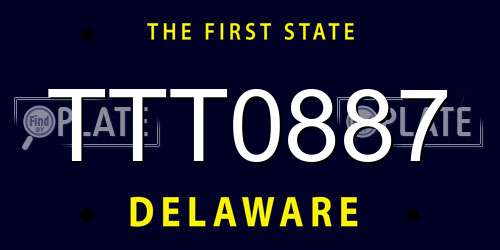 TTT0887 Delaware License Plate