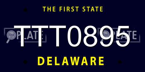 TTT0895 Delaware License Plate