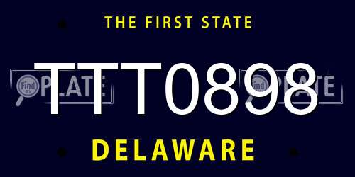 TTT0898 Delaware License Plate