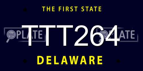 TTT264 Delaware License Plate