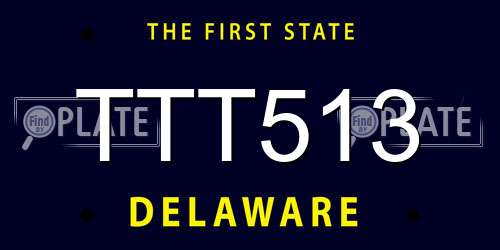 TTT513 Delaware License Plate