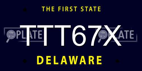 TTT67X Delaware License Plate