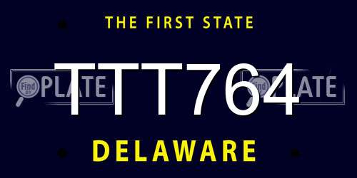 TTT764 Delaware License Plate
