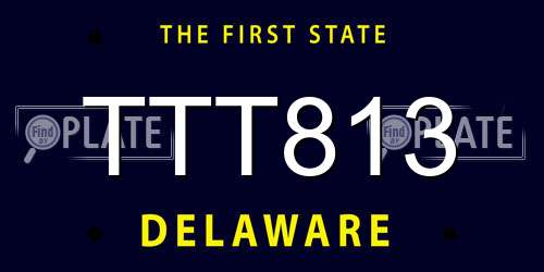 TTT813 Delaware License Plate