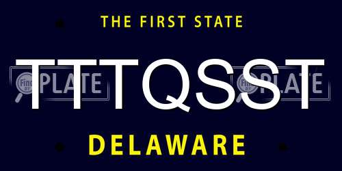 TTTQSST Delaware License Plate