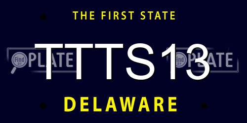 TTTS13 Delaware License Plate