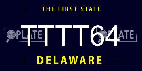 TTTT64 Delaware License Plate
