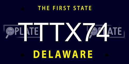 TTTX74 Delaware License Plate