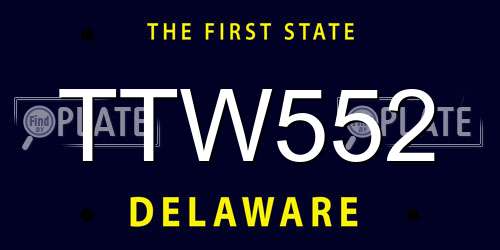 TTW552 Delaware License Plate