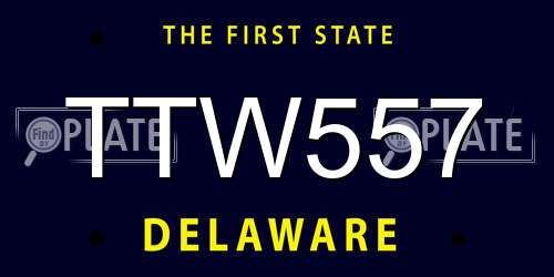 TTW557 Delaware License Plate