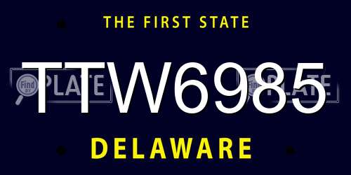TTW6985 Delaware License Plate