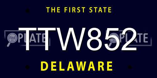 TTW852 Delaware License Plate