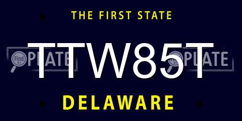 TTW85T Delaware License Plate