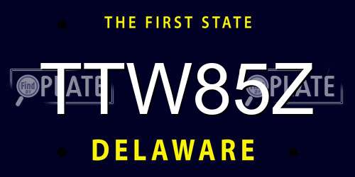TTW85Z Delaware License Plate