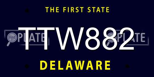 TTW882 Delaware License Plate