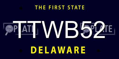 TTWB52 Delaware License Plate