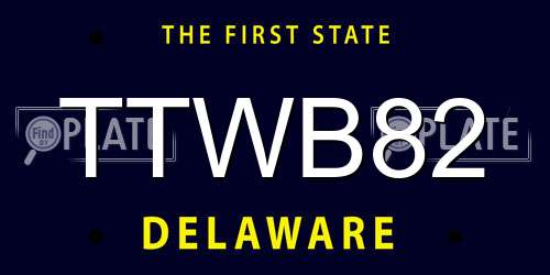 TTWB82 Delaware License Plate