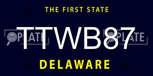 TTWB87 Delaware License Plate