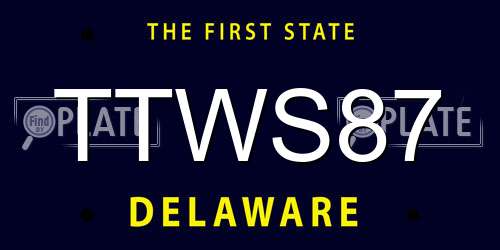 TTWS87 Delaware License Plate