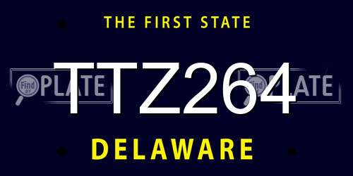 TTZ264 Delaware License Plate