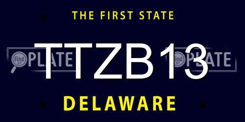 TTZB13 Delaware License Plate