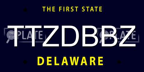 TTZDBBZ Delaware License Plate