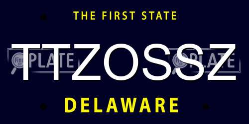 TTZOSSZ Delaware License Plate