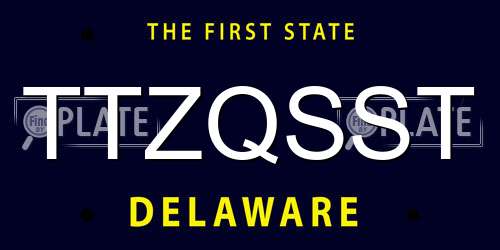 TTZQSST Delaware License Plate