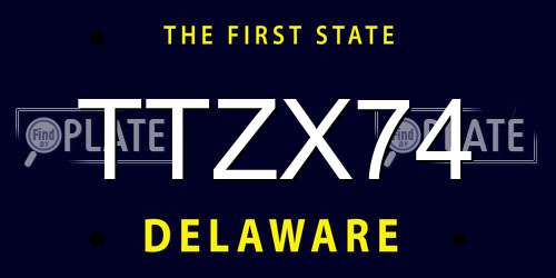 TTZX74 Delaware License Plate