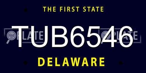 TUB6546 Delaware License Plate