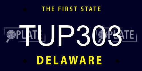 TUP303 Delaware License Plate