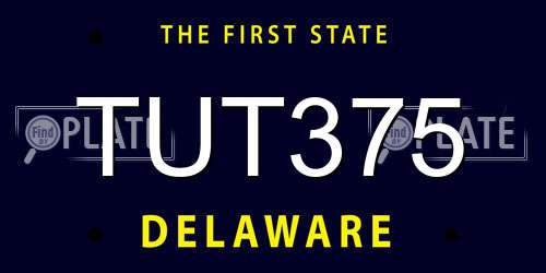 TUT375 Delaware License Plate