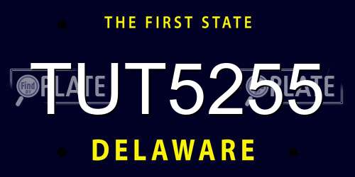 TUT5255 Delaware License Plate