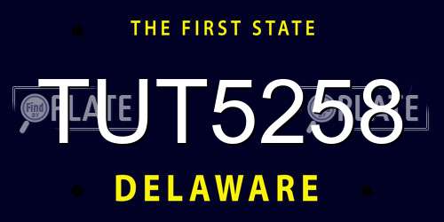 TUT5258 Delaware License Plate