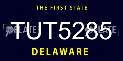 TUT5285 Delaware License Plate