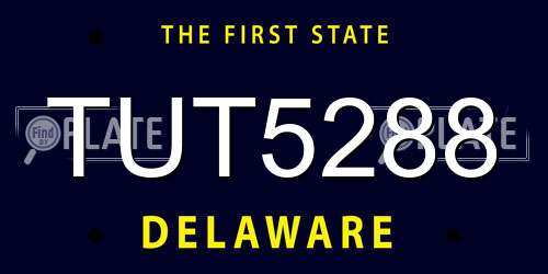 TUT5288 Delaware License Plate