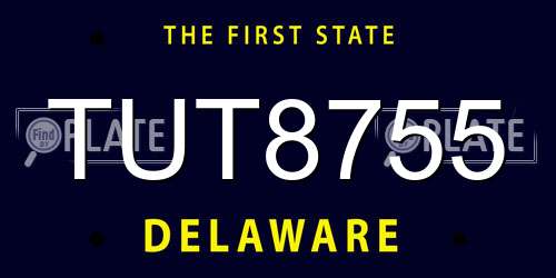 TUT8755 Delaware License Plate