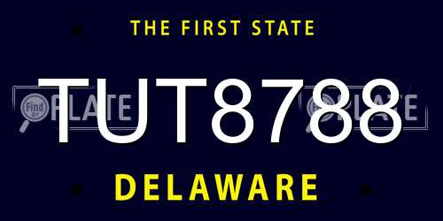 TUT8788 Delaware License Plate
