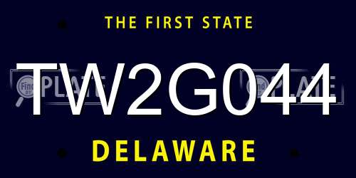 TW2G044 Delaware License Plate