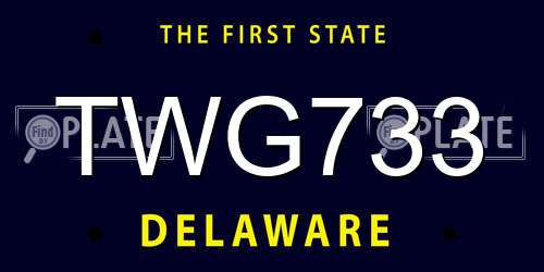 TWG733 Delaware License Plate
